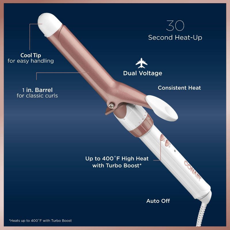 slide 5 of 8, Conair Double Ceramic Rose Gold Curling Iron - 1", 1 ct