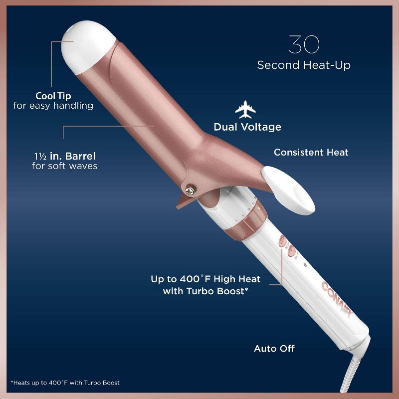 slide 5 of 7, Conair Double Ceramic Rose Gold Curling Iron - 1.5", 1 ct