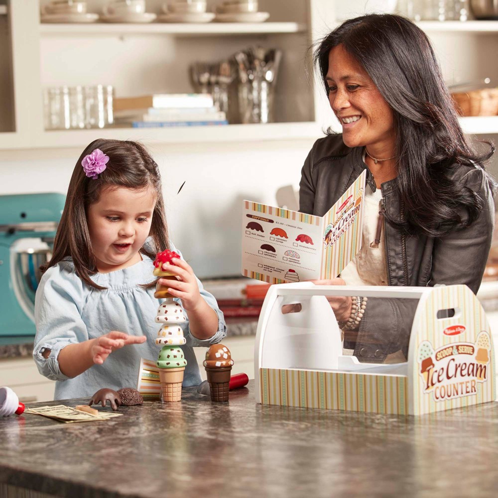 slide 5 of 11, Melissa & Doug Wooden Scoop And Serve Ice Cream Counter - Play Food And Accessories, 20 ct