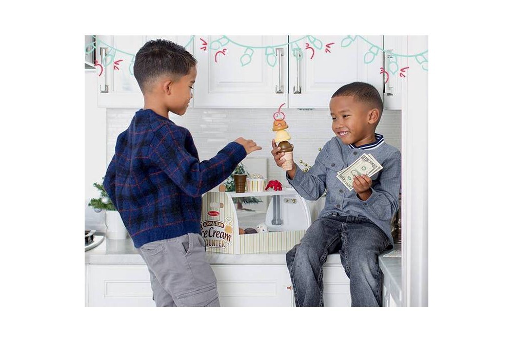 slide 4 of 11, Melissa & Doug Wooden Scoop And Serve Ice Cream Counter - Play Food And Accessories, 20 ct