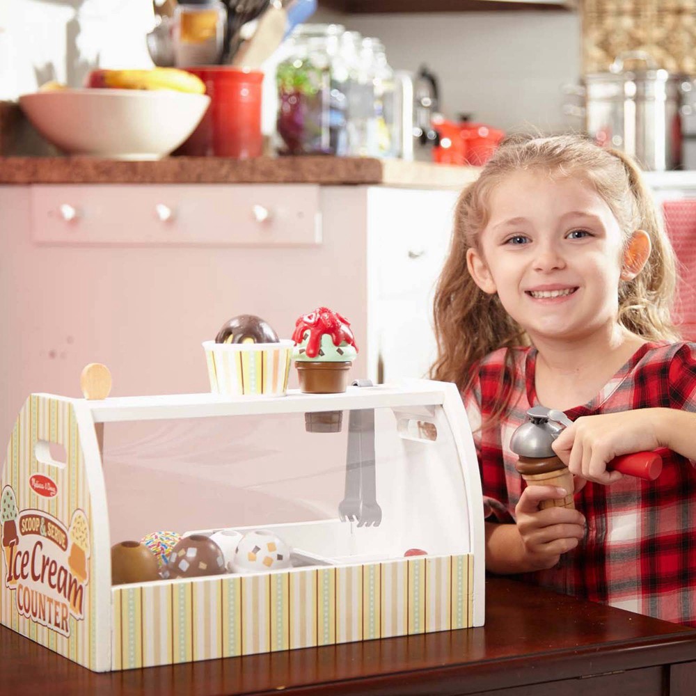 slide 3 of 11, Melissa & Doug Wooden Scoop And Serve Ice Cream Counter - Play Food And Accessories, 20 ct