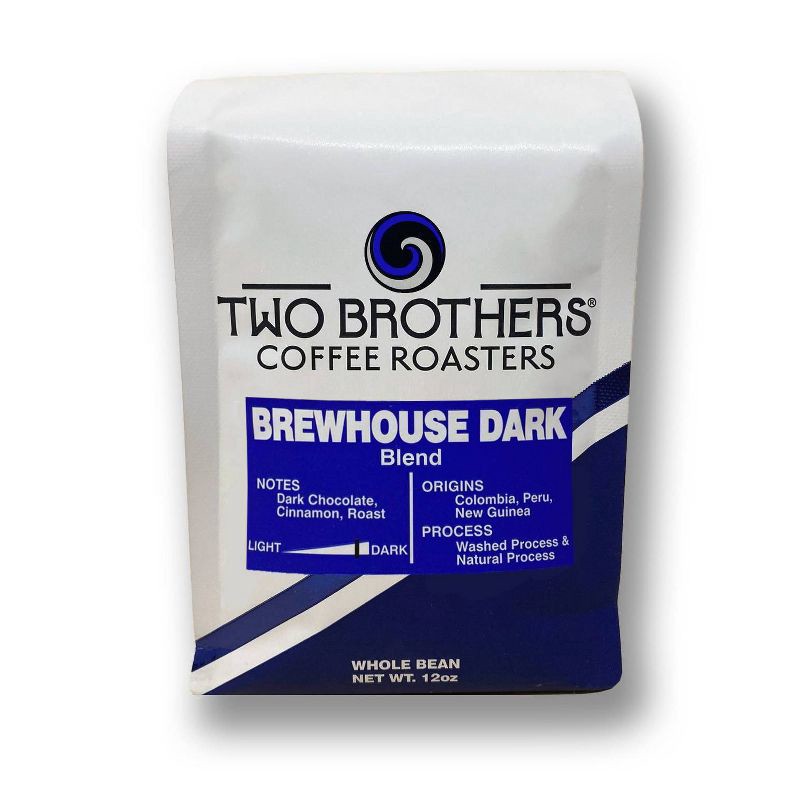 slide 1 of 3, Two Brothers Coffee Roasters Two Brothers Brewhouse Dark Roast Whole Bean Coffee - 12oz, 12 oz