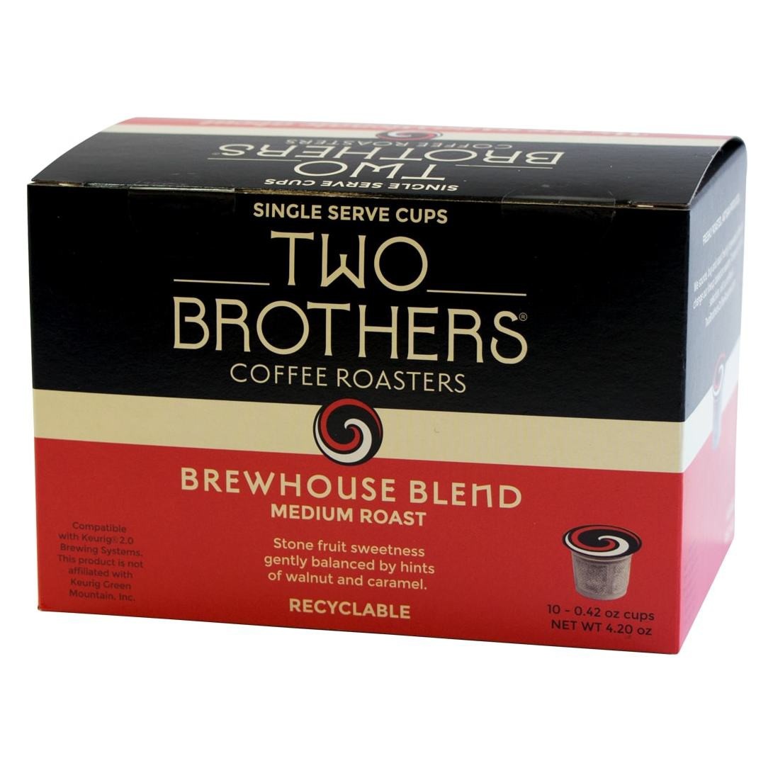 slide 1 of 1, Two Brothers Coffee Roasters Two Brothers Brewhouse Blend Medium Roast Coffee Pods, 10 ct