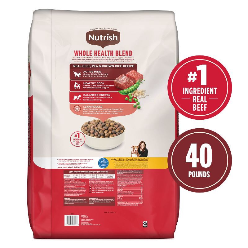 slide 2 of 11, Nutrish Whole Health Blend Real Beef, Pea & Brown Rice Recipe Dry Dog Food - 40lbs, 40 lb