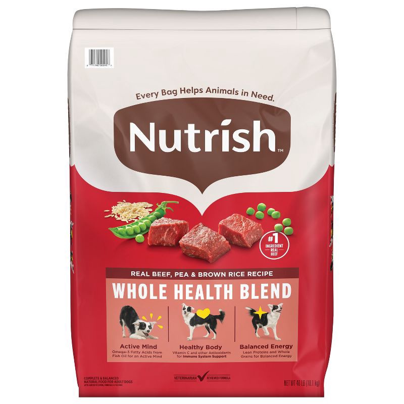 slide 1 of 11, Nutrish Whole Health Blend Real Beef, Pea & Brown Rice Recipe Dry Dog Food - 40lbs, 40 lb