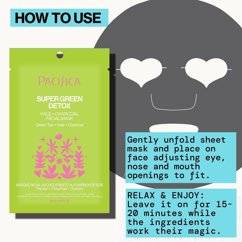 slide 5 of 9, Pacifica Super Green Detox Kale and Charcoal Face Mask - 0.67 fl oz, 0.67 fl oz