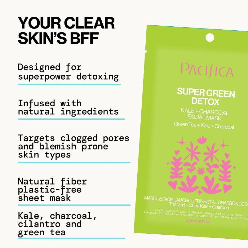 slide 9 of 9, Pacifica Super Green Detox Kale and Charcoal Face Mask - 0.67 fl oz, 0.67 fl oz