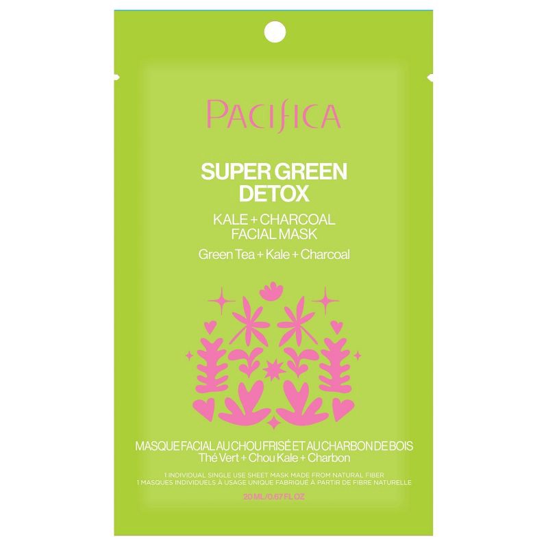 slide 1 of 9, Pacifica Super Green Detox Kale and Charcoal Face Mask - 0.67 fl oz, 0.67 fl oz