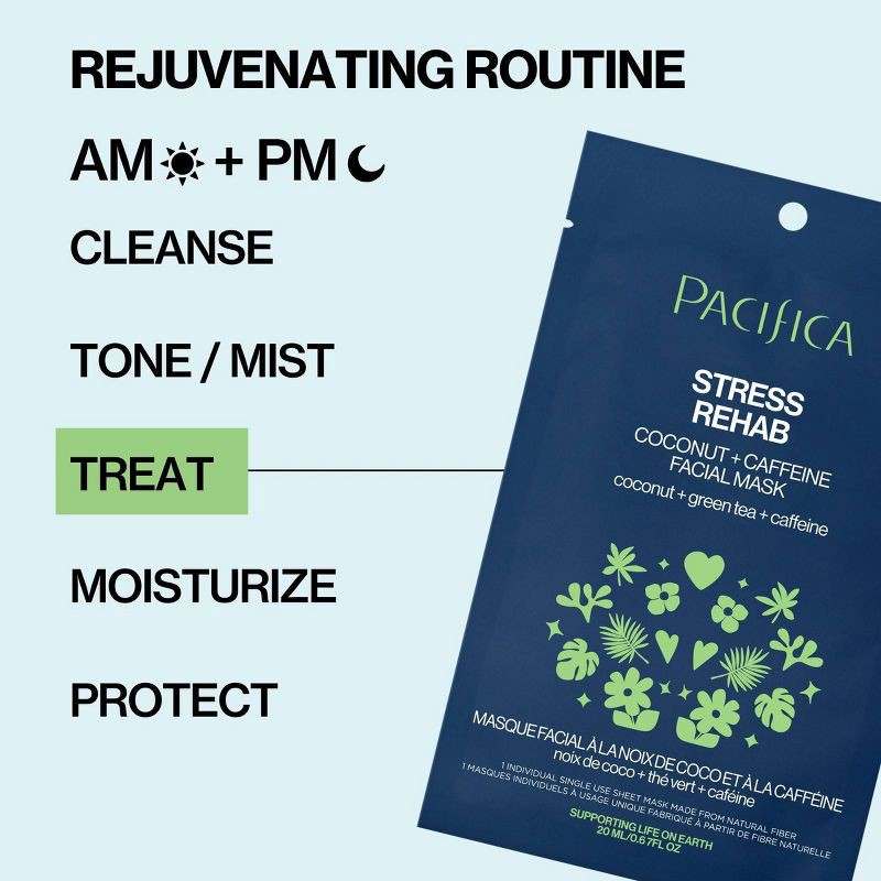 slide 4 of 11, Pacifica Stress Rehab Coconut and Caffeine Face Mask - 0.67 fl oz, 0.67 fl oz