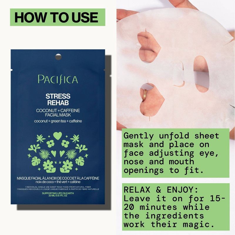 slide 5 of 11, Pacifica Stress Rehab Coconut and Caffeine Face Mask - 0.67 fl oz, 0.67 fl oz
