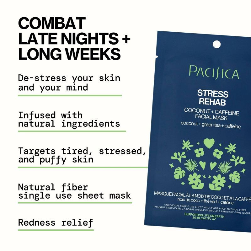 slide 11 of 11, Pacifica Stress Rehab Coconut and Caffeine Face Mask - 0.67 fl oz, 0.67 fl oz