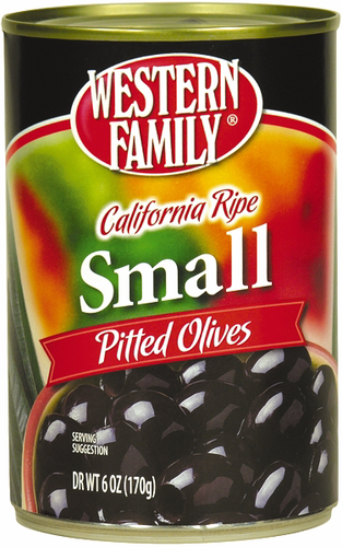 slide 1 of 1, Western Family Small Pitted Olives, 6 oz