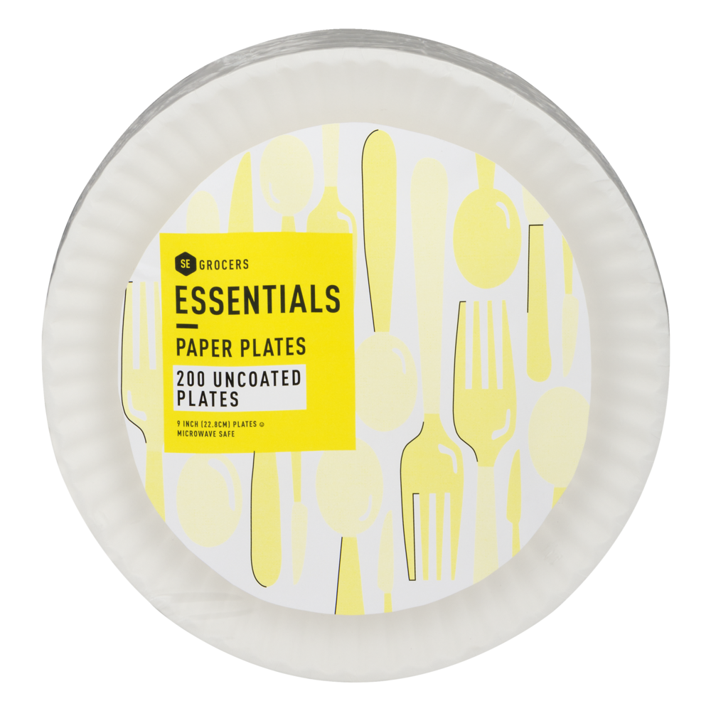 slide 1 of 1, Essentials Paper Plates Uncoated, 200 ct