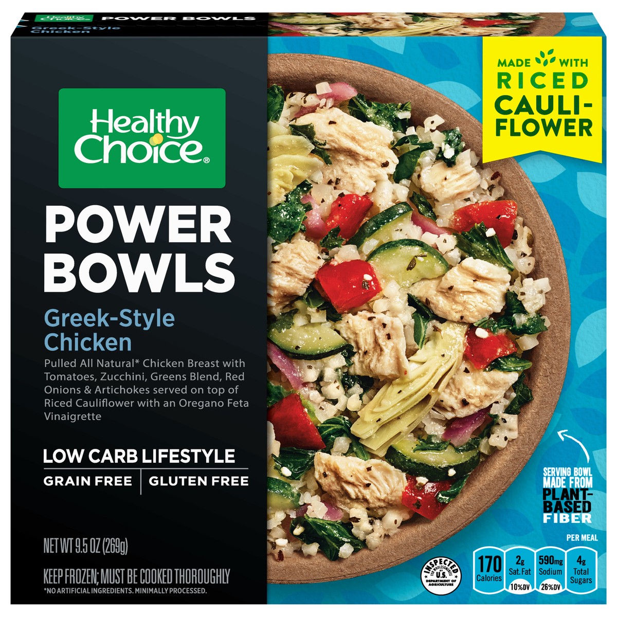 slide 1 of 5, Healthy Choice Greek-Style Chicken Power Bowls 9.5 oz, 9.5 oz