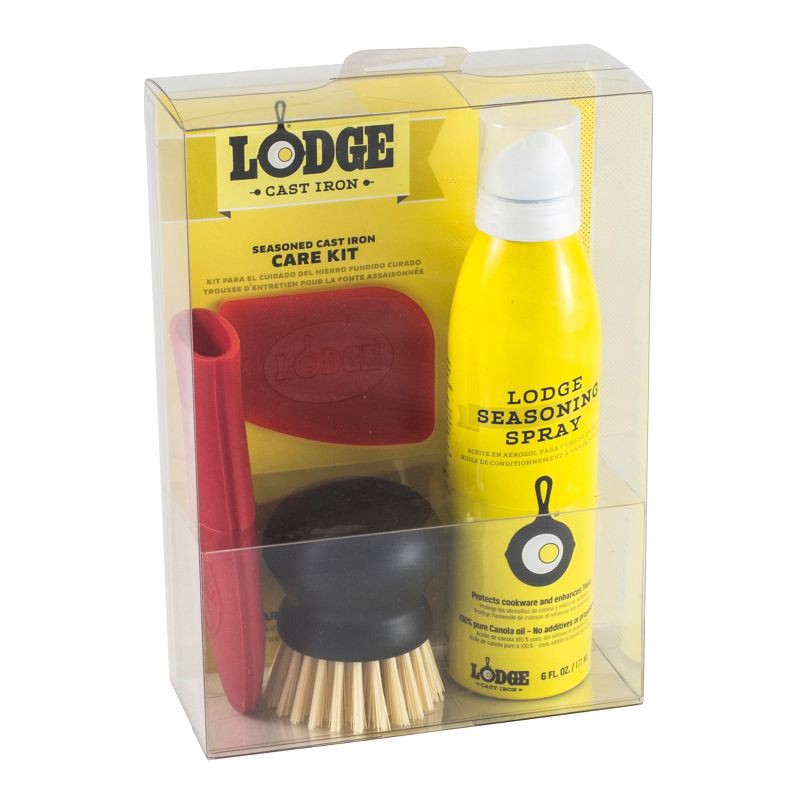 slide 1 of 3, Lodge Seasoned Cast Iron Care Kit Yellow, 1 ct