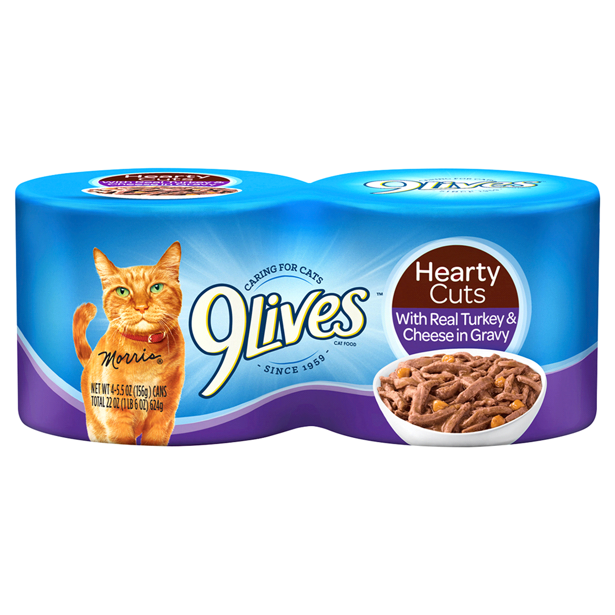 slide 1 of 2, 9Lives Hearty Cuts Cat Food, with Real Turkey & Cheese in Gravy, 4 ct; 5.5 oz