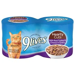 9Lives Hearty Cuts with Real Turkey and Cheese in Gravy Wet Cat Food, 22-Ounce, Pack of 4