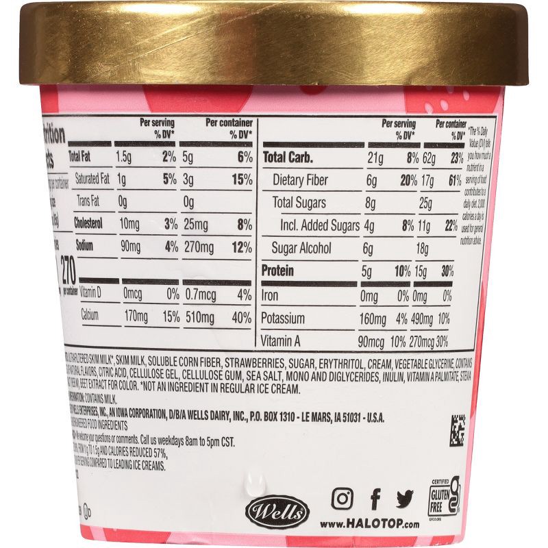 slide 4 of 6, Halo Top Strawberry Ice Cream - 16oz, 16 oz