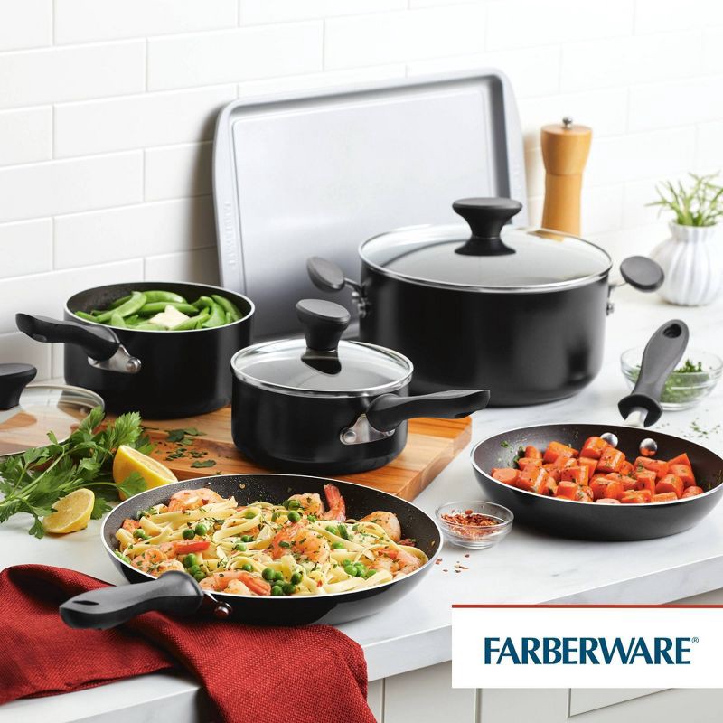 slide 5 of 9, Farberware Reliance 15pc Aluminum Nonstick Cookware Set with Prestige Tools Black: Gas & Electric Compatible Pot & Pan Set, 15 ct