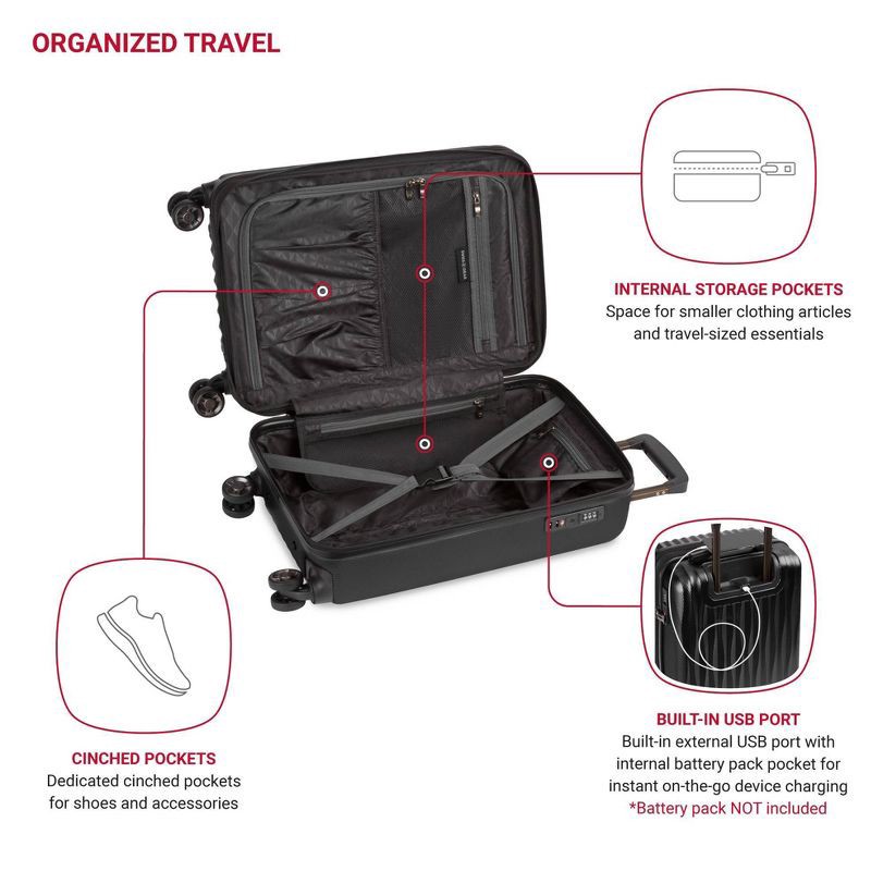 slide 4 of 11, SWISSGEAR Energie Hardside Carry On Spinner Suitcase - Black, 1 ct