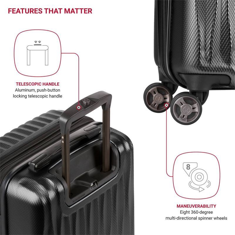 slide 6 of 11, SWISSGEAR Energie Hardside Carry On Spinner Suitcase - Black, 1 ct