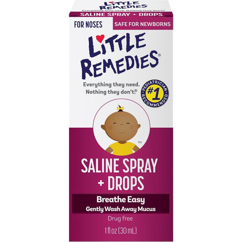 slide 8 of 8, Little Remedies Saline Spray and Drops, Safe for Newborn Babies - 1 fl oz, 1 fl oz