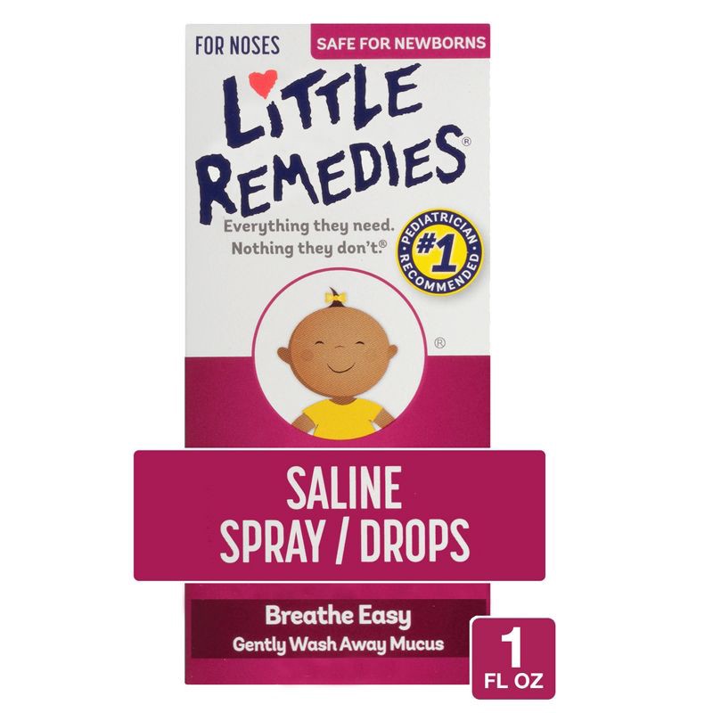 slide 1 of 8, Little Remedies Saline Spray and Drops, Safe for Newborn Babies - 1 fl oz, 1 fl oz