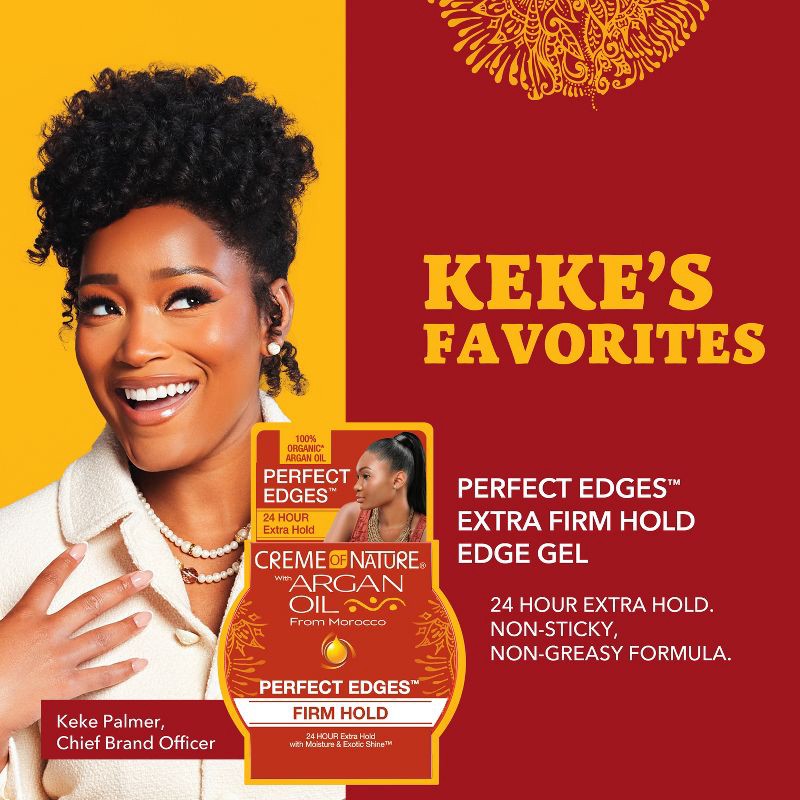 slide 3 of 8, Creme of Nature Argan Oil Perfect Edges Extra Firm Hold Hair Gel - 2.25 oz, 2.25 oz