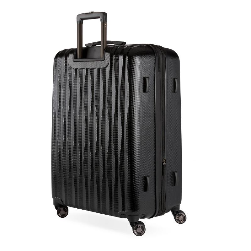 slide 2 of 10, SWISSGEAR Energie Hardside Large Checked Spinner Suitcase - Black: Expandable Luggage, 1 ct