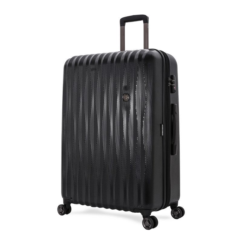 slide 1 of 7, SWISSGEAR Energie Hardside Large Checked Spinner Suitcase - Black, 1 ct