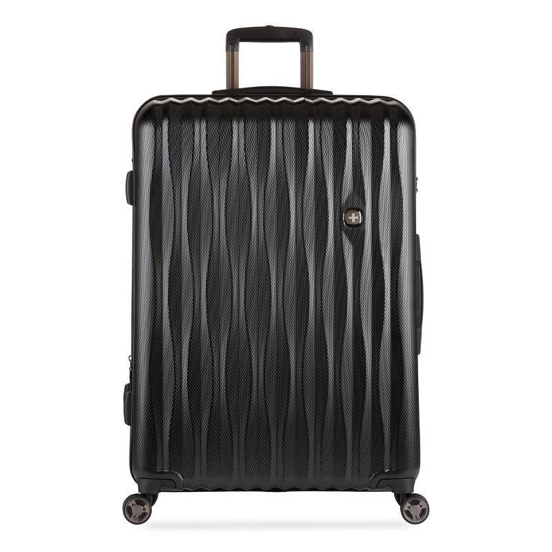 slide 8 of 10, SWISSGEAR Energie Hardside Large Checked Spinner Suitcase - Black: Expandable Luggage, 1 ct