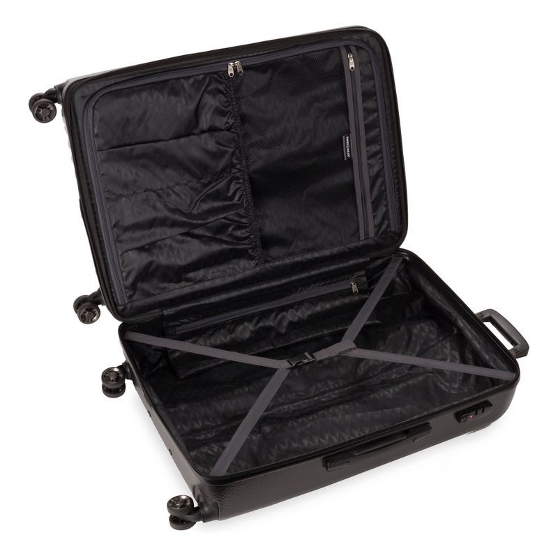 slide 9 of 10, SWISSGEAR Energie Hardside Large Checked Spinner Suitcase - Black: Expandable Luggage, 1 ct