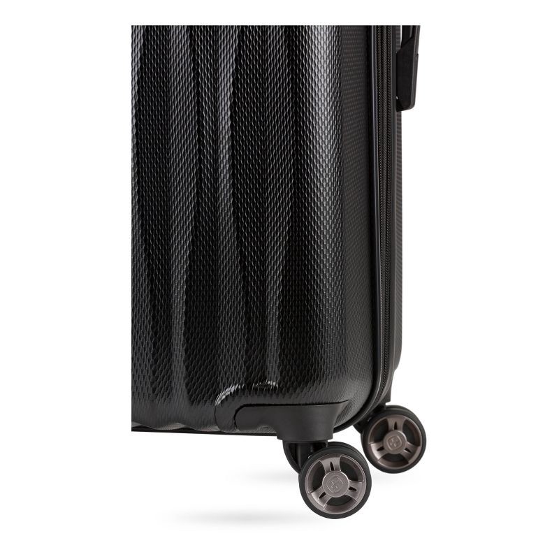slide 10 of 10, SWISSGEAR Energie Hardside Large Checked Spinner Suitcase - Black: Expandable Luggage, 1 ct