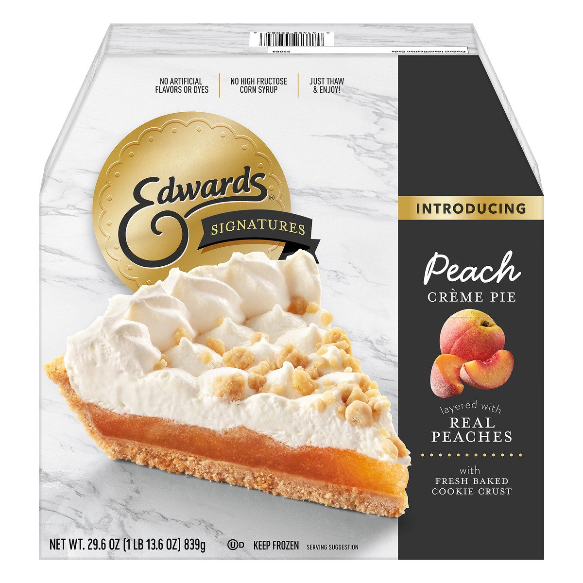 slide 6 of 14, Edwards Peach Signature Peach Creme Pie, 29.6 oz