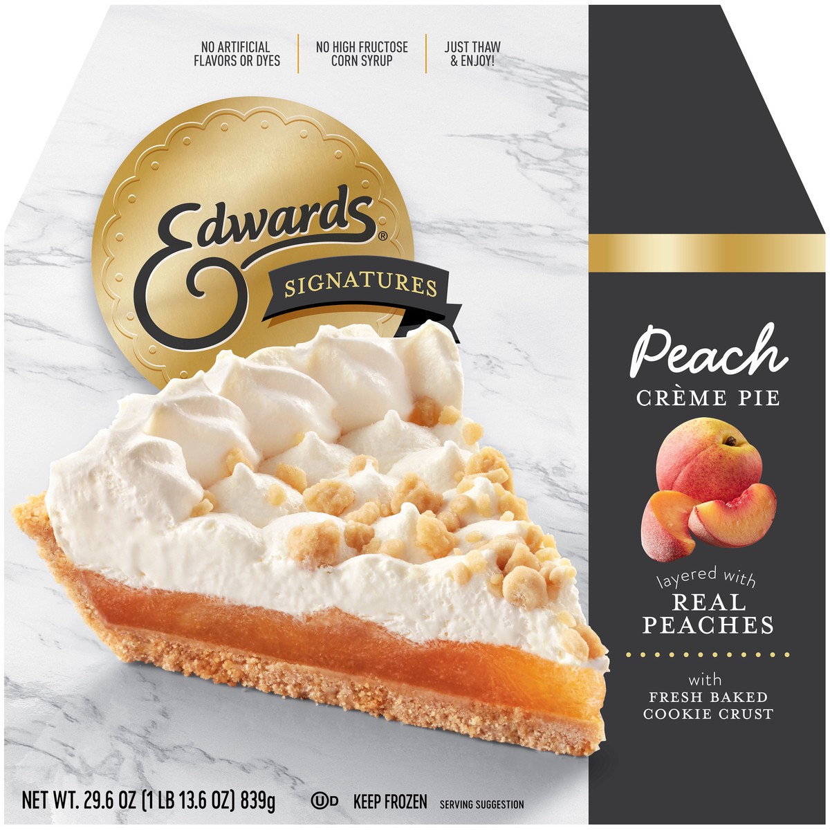 slide 1 of 14, Edwards Peach Signature Peach Creme Pie, 29.6 oz