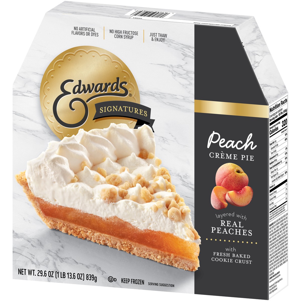 slide 13 of 14, Edwards Peach Signature Peach Creme Pie, 29.6 oz