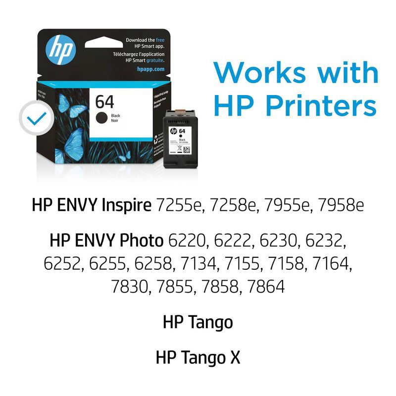 slide 2 of 16, HP Inc. HP 64 Single Ink Cartridge - Black (N9J90AN#140): Standard Yield for Printers, 1 ct