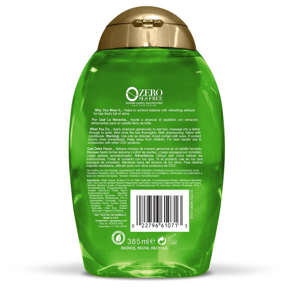 slide 2 of 3, OGX Extra Strength Refreshing Scalp + Tea Tree Mint Shampoo with Peppermint Oil - 13 fl oz, 13 fl oz