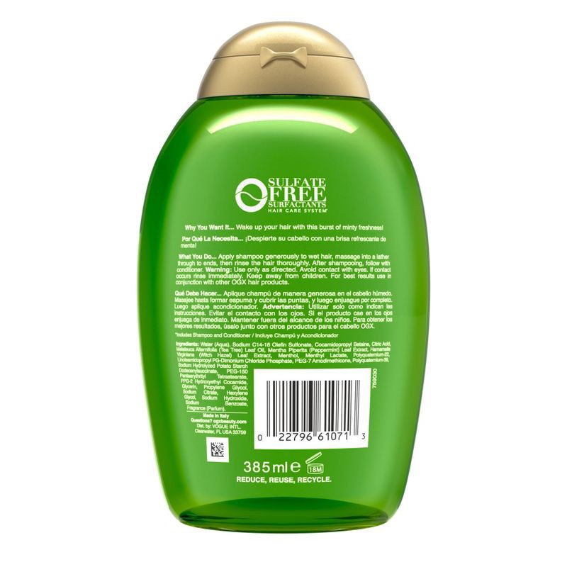 slide 7 of 9, OGX Extra Strength Refreshing Scalp + Tea Tree Mint Shampoo - 13oz, 13 oz