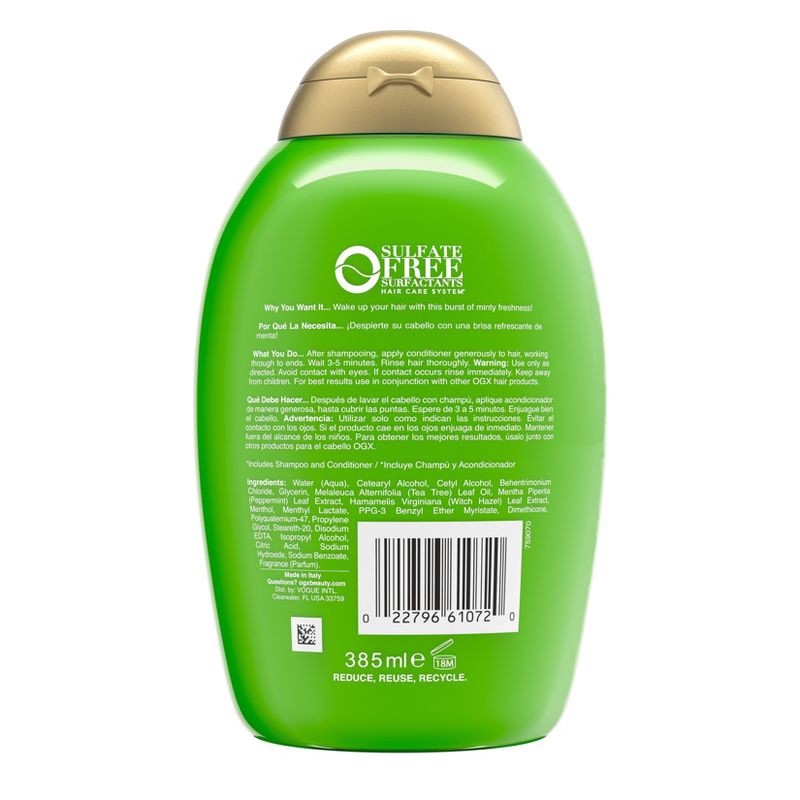 slide 4 of 9, OGX Extra Strength Refreshing Scalp + Tea Tree Mint Conditioner - 13 fl oz, 13 fl oz