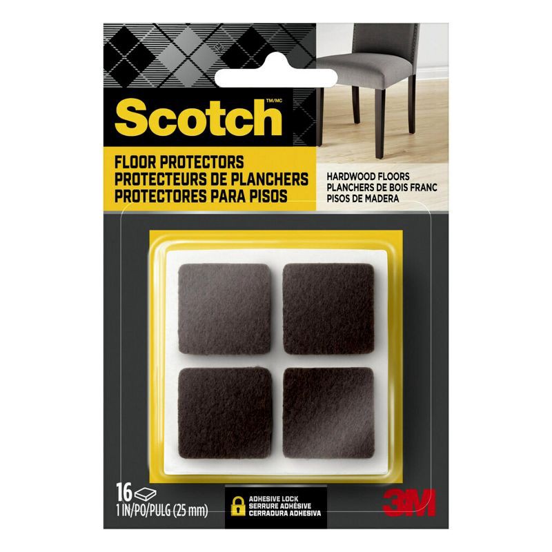 slide 1 of 4, Scotch 16pc 1" Square Felt Pads Brown, 16 ct