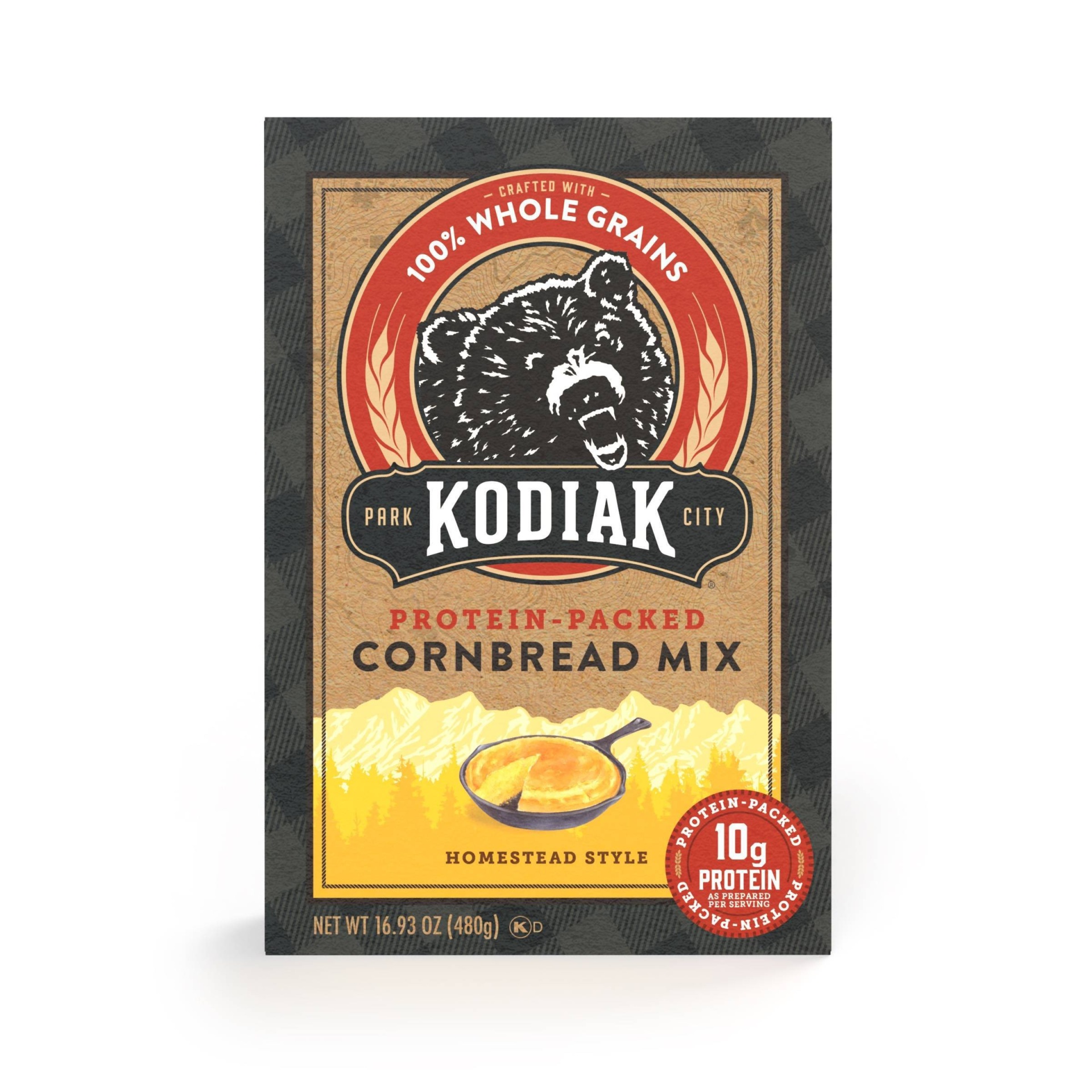 slide 1 of 6, Kodiak Cakes Kodiak Protein-Packed Homestead Style Cornbread Mix, 16.93 oz