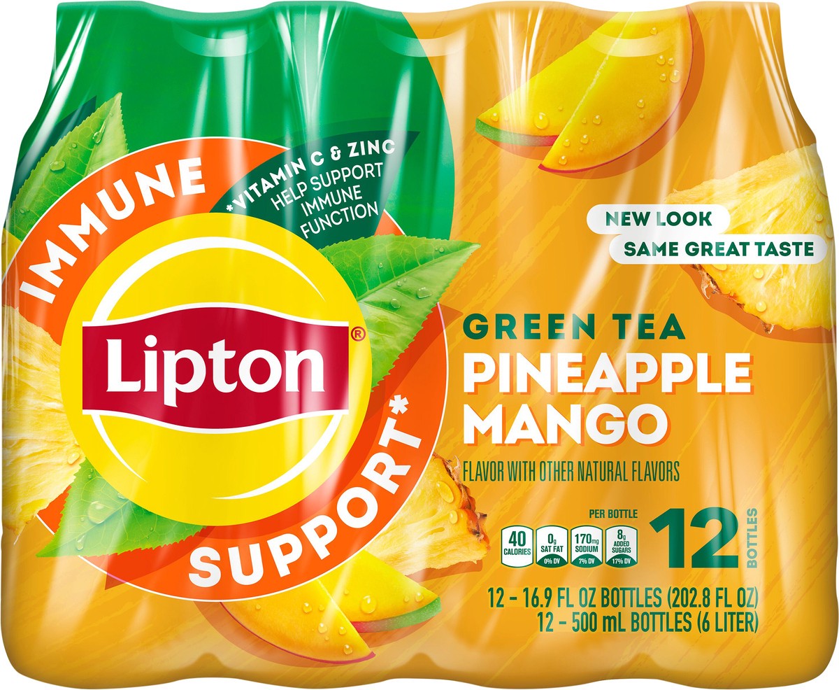 slide 2 of 3, Lipton Immune Support Green Tea Pineapple Mango 16.9 Fl Oz 12 Count, 