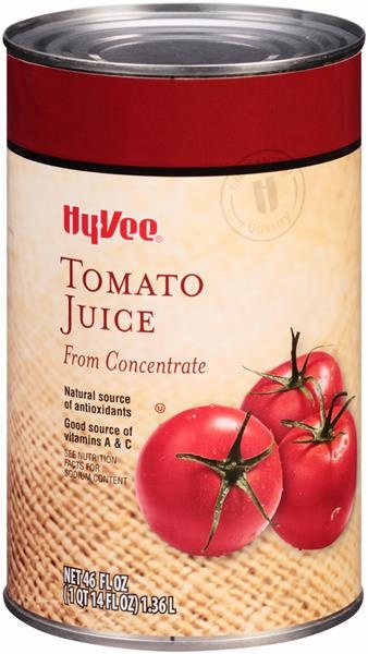 slide 1 of 1, Hy-vee Tomato Juice From Concentrate - 46 fl oz, 46 fl oz