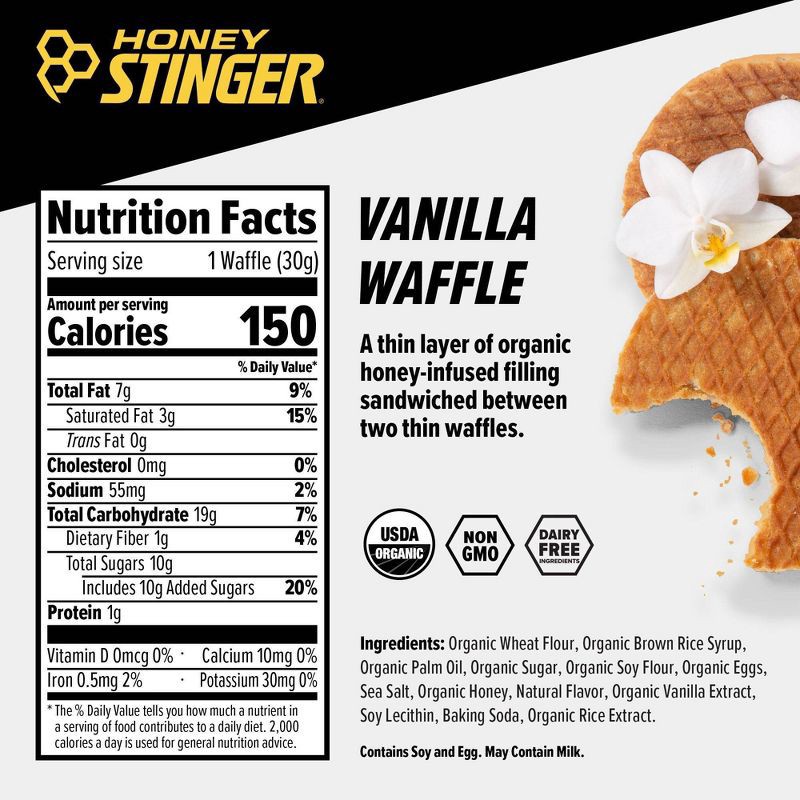slide 2 of 5, Honey Stinger Vanilla Energy Waffle, 1 ct