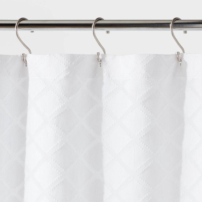 slide 4 of 4, Dyed Clipped Diamond Shower Curtain White - Threshold™, 1 ct