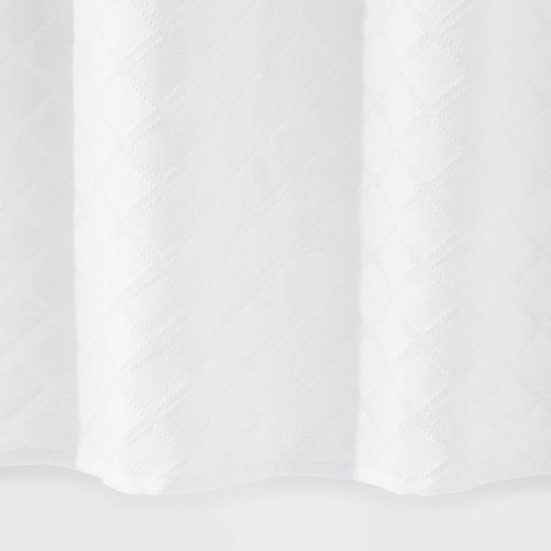 slide 3 of 4, Dyed Clipped Diamond Shower Curtain White - Threshold™, 1 ct