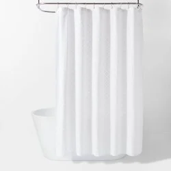 Dyed Clipped Diamond Shower Curtain White - Threshold™