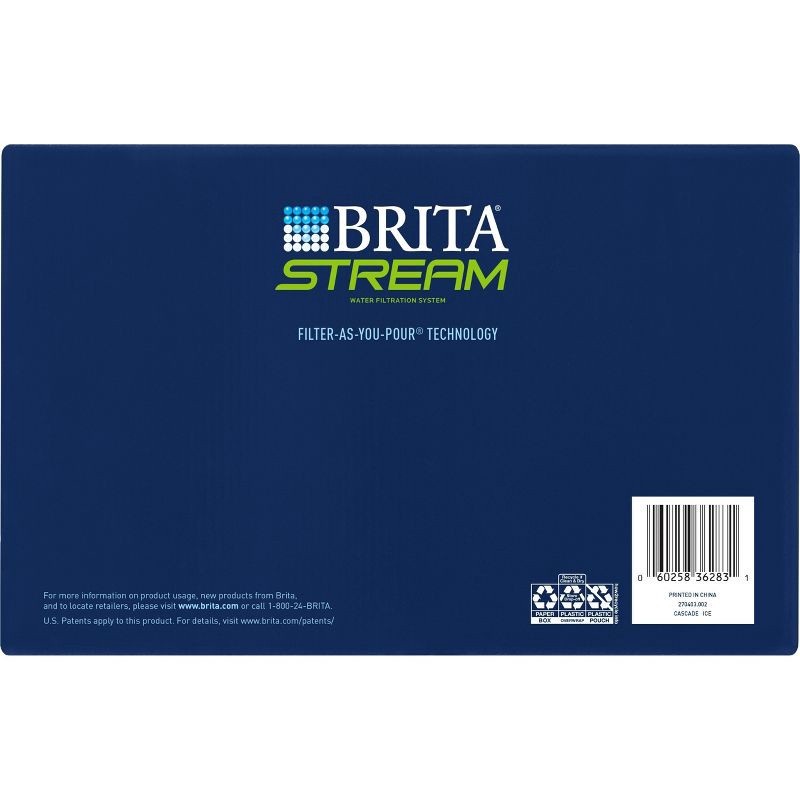 slide 3 of 9, Brita 12-Cup Stream Filter As You Pour Water Pitcher with 1 Filter, Cascade – Ice, 1 ct