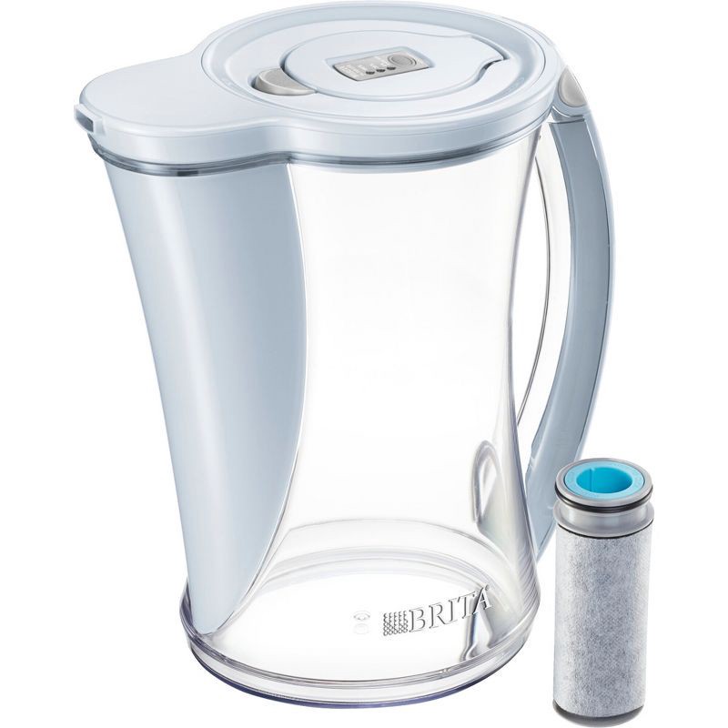 slide 1 of 9, Brita 12-Cup Stream Filter As You Pour Water Pitcher with 1 Filter, Cascade – Ice, 1 ct